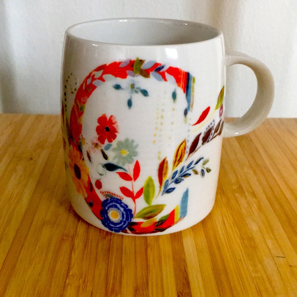 Floral C lettered mug